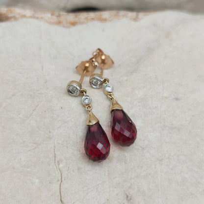 Vintage 9 Carat Gold Diamond Earrings