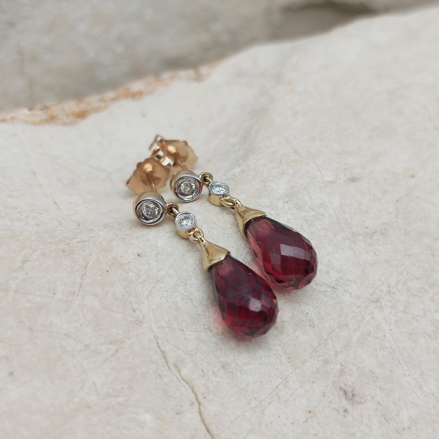 Vintage 9 Carat Gold Diamond Earrings