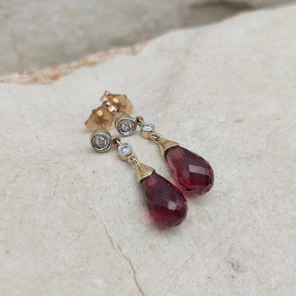 Vintage 9 Carat Gold Diamond Earrings