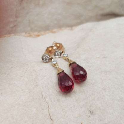 Vintage 9 Carat Gold Diamond Earrings