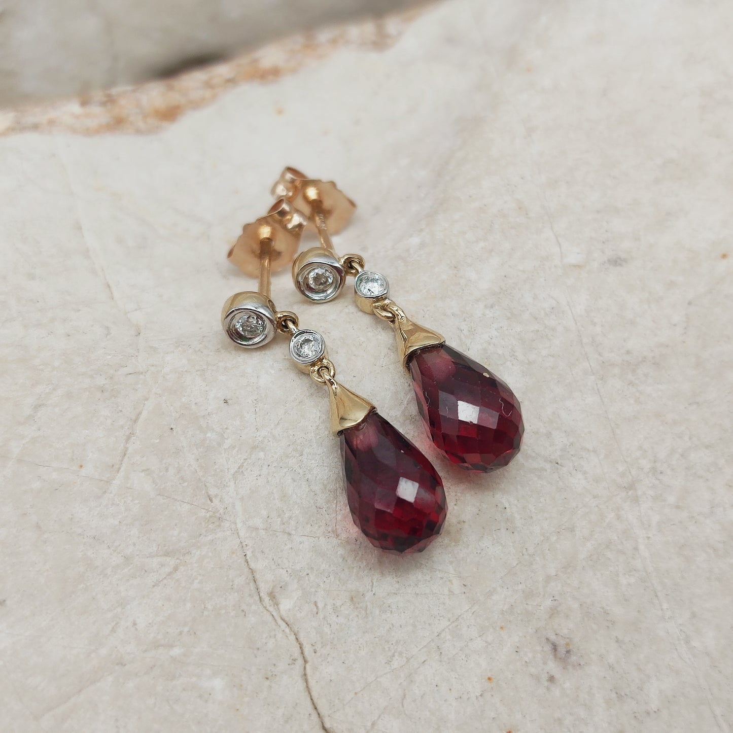 Vintage 9 Carat Gold Diamond Earrings