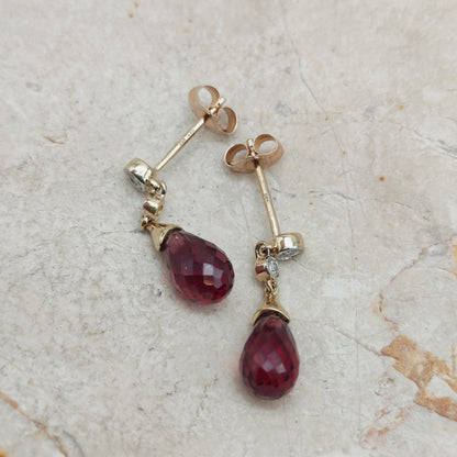 Vintage 9 Carat Gold Diamond Earrings