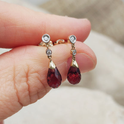 Vintage 9 Carat Gold Diamond Earrings