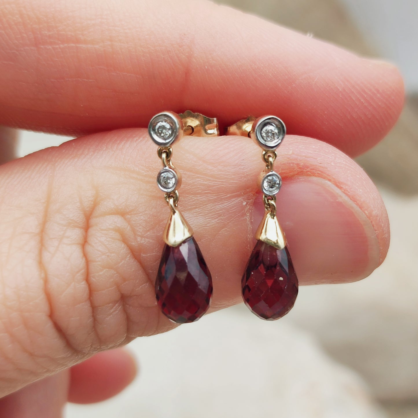 Vintage 9 Carat Gold Diamond Earrings