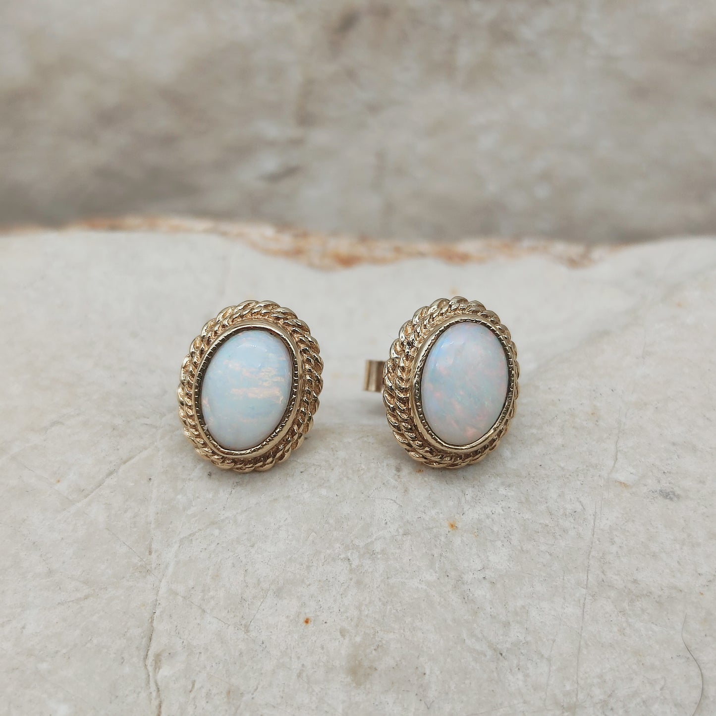 Vintage Opal Earrings in 9 Carat Gold