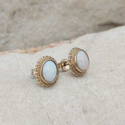 Vintage Opal Earrings in 9 Carat Gold
