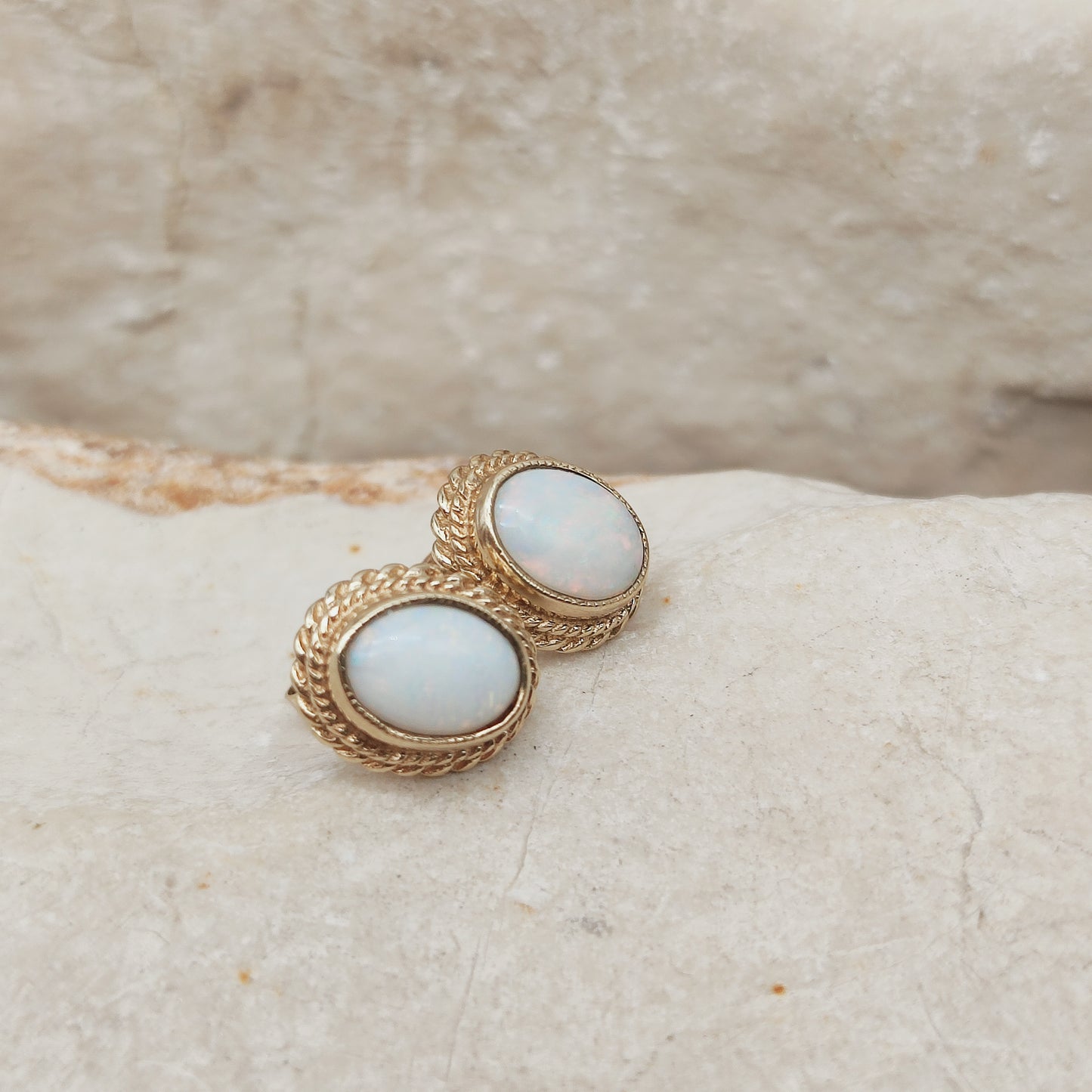 Vintage Opal Earrings in 9 Carat Gold