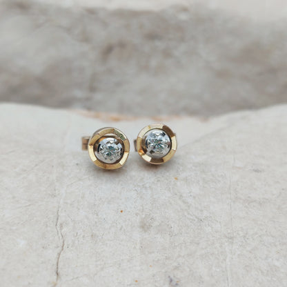 Vintage Diamond Earrings in 9 Carat Gold, London 1980