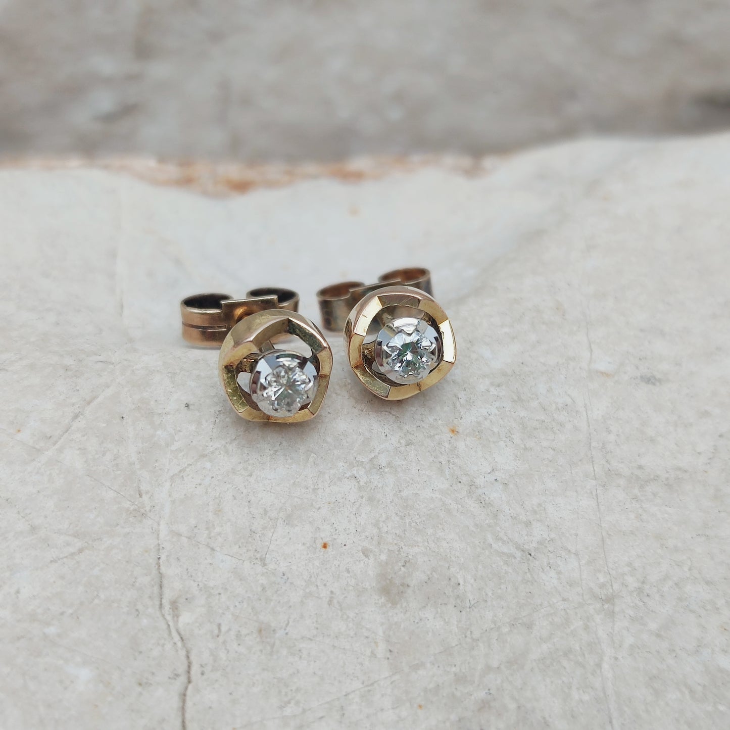 Vintage Diamond Earrings in 9 Carat Gold, London 1980