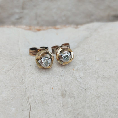 Vintage Diamond Earrings in 9 Carat Gold, London 1980