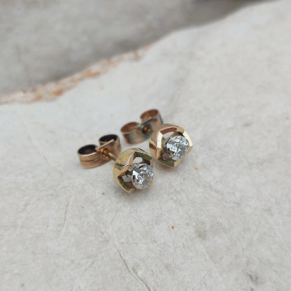 Vintage Diamond Earrings in 9 Carat Gold, London 1980