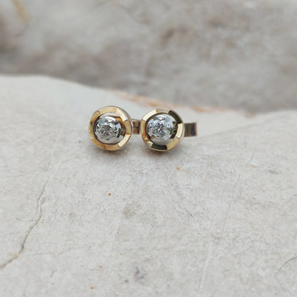 Vintage Diamond Earrings in 9 Carat Gold, London 1980