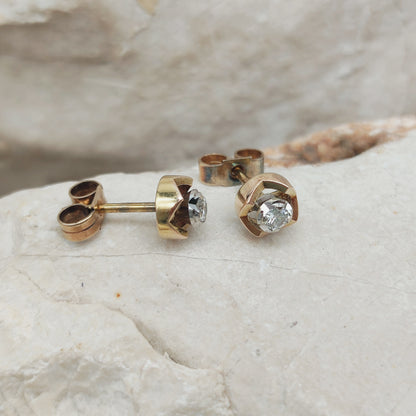 Vintage Diamond Earrings in 9 Carat Gold, London 1980