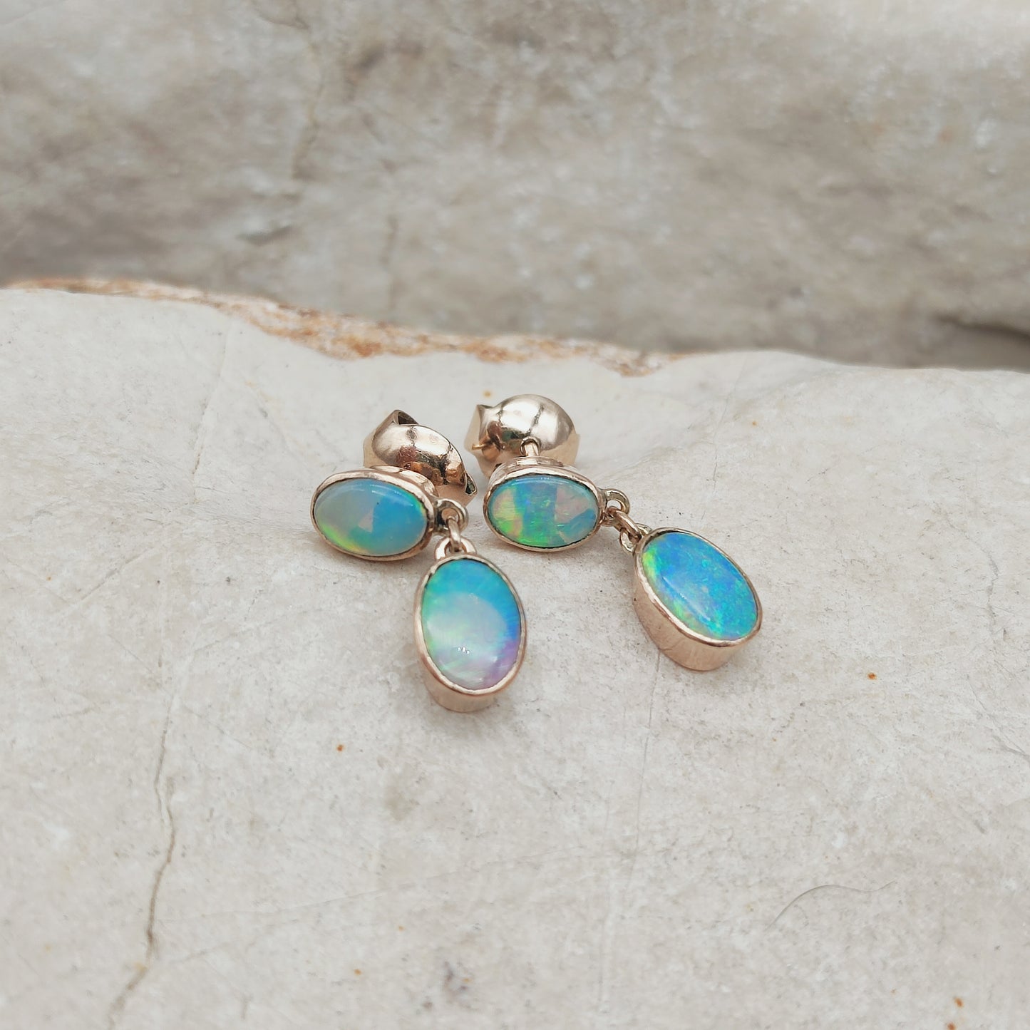 Antique Opal Earrings in 9 Carat red Gold