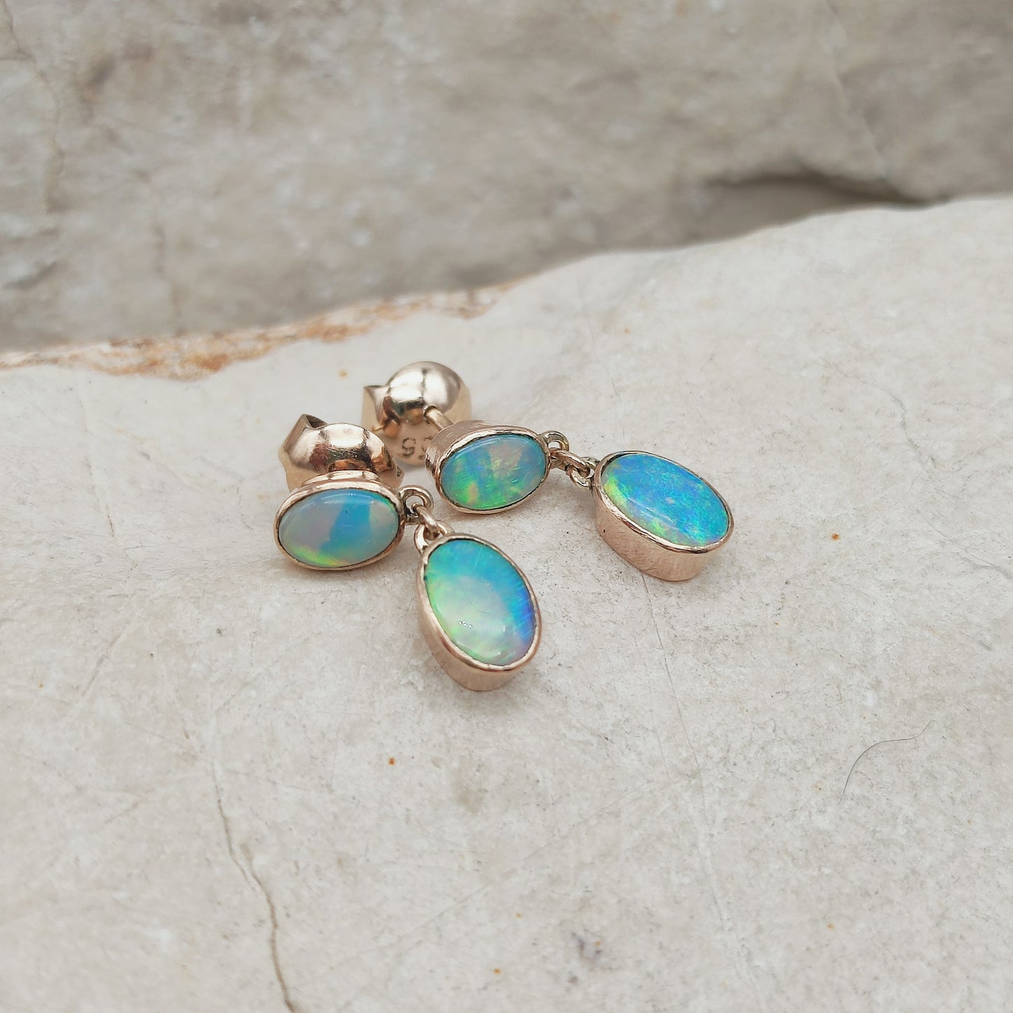 Antique Opal Earrings in 9 Carat red Gold
