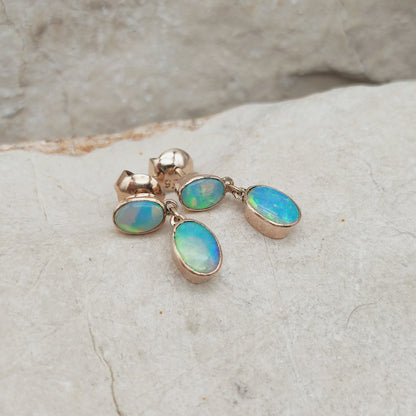 Antique Opal Earrings in 9 Carat red Gold
