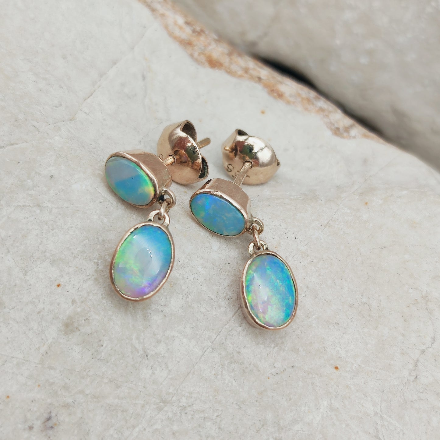 Antique Opal Earrings in 9 Carat red Gold