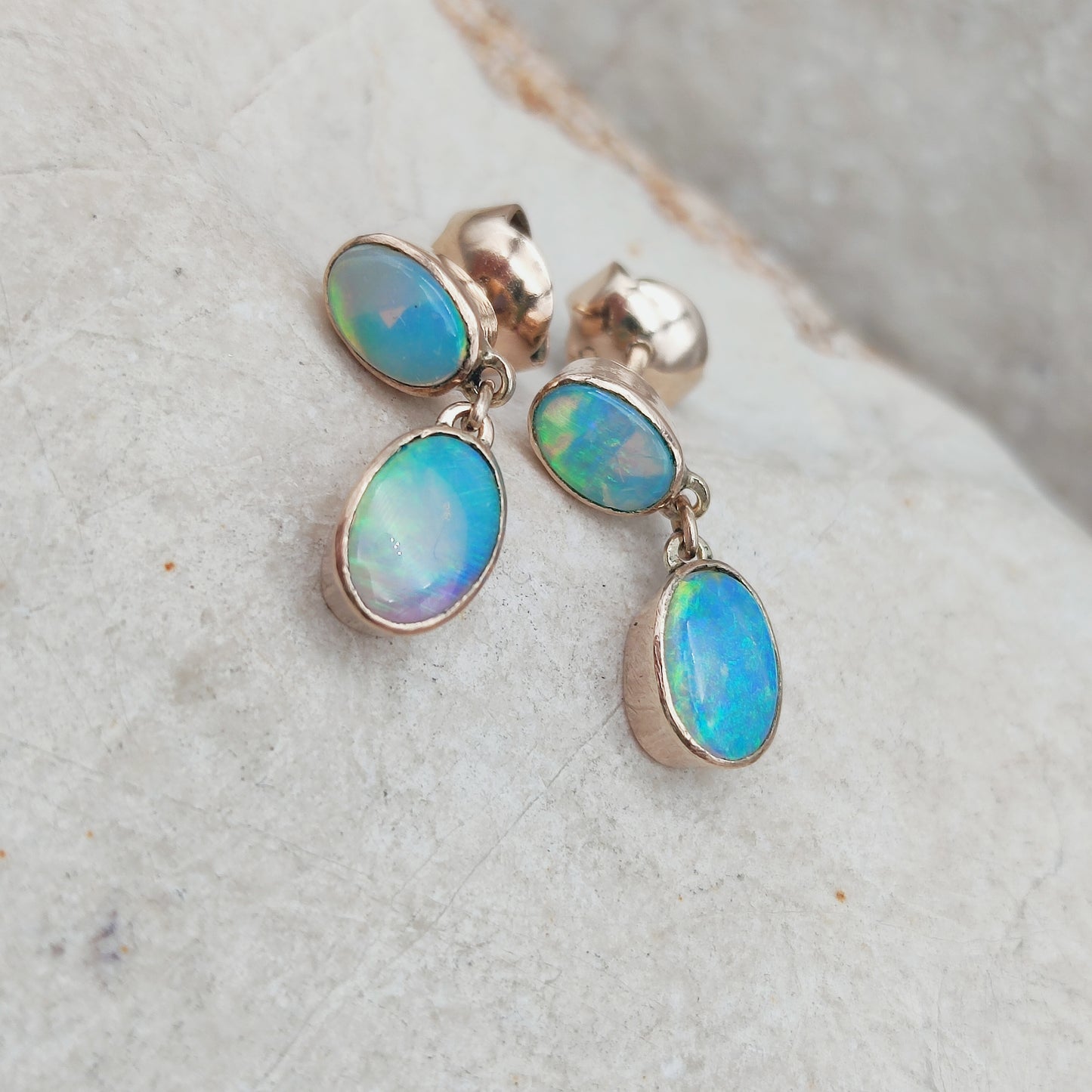 Antique Opal Earrings in 9 Carat red Gold