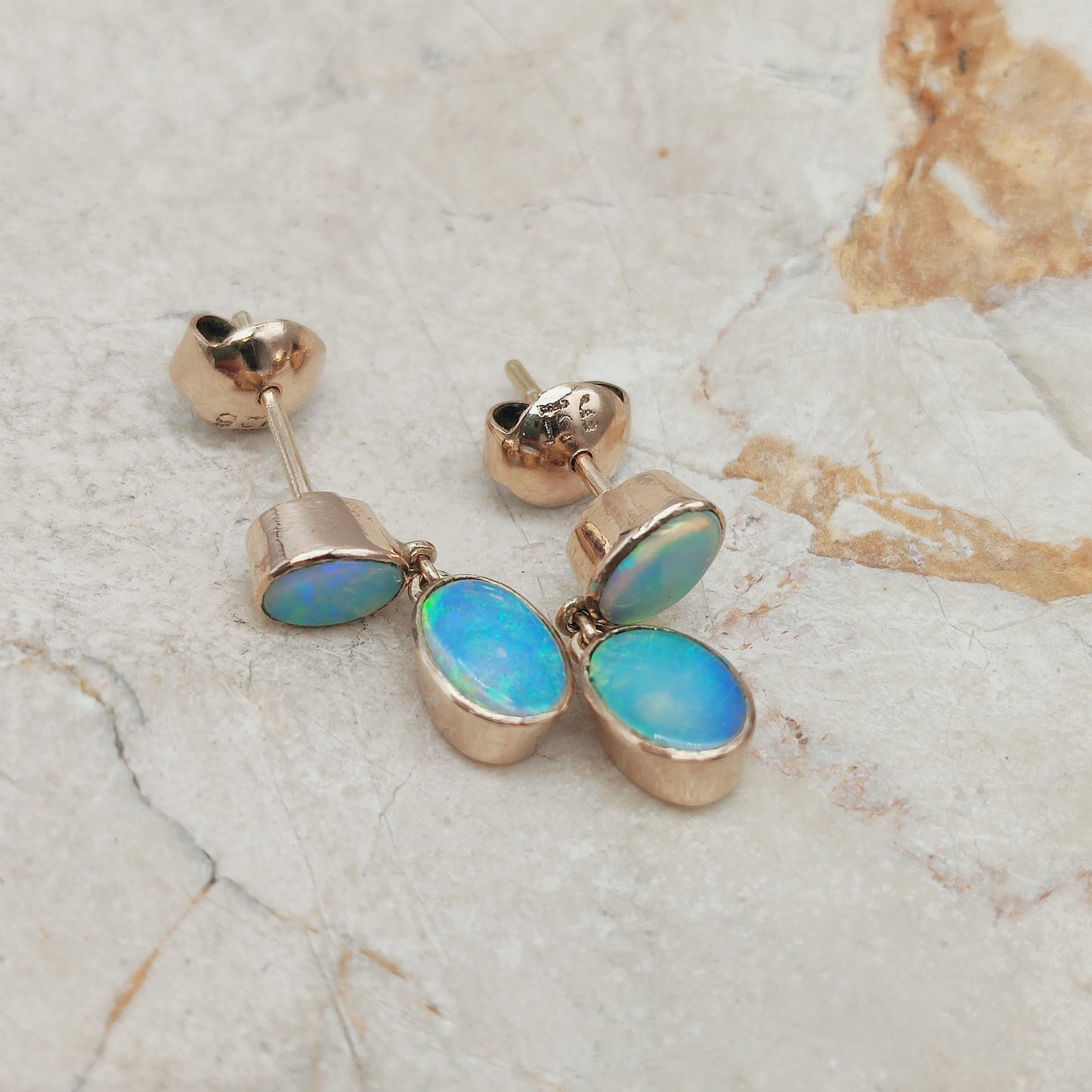 Antique Opal Earrings in 9 Carat red Gold