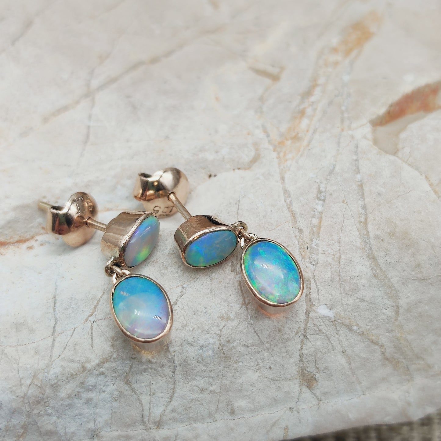 Antique Opal Earrings in 9 Carat red Gold