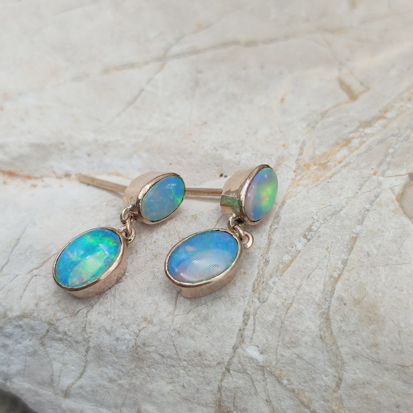 Antique Opal Earrings in 9 Carat red Gold