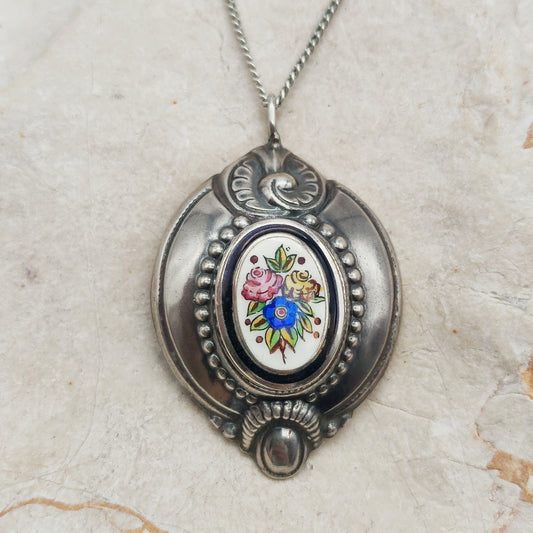 Antique Silver Biedermeier Revival Pendant circa 1910–1930