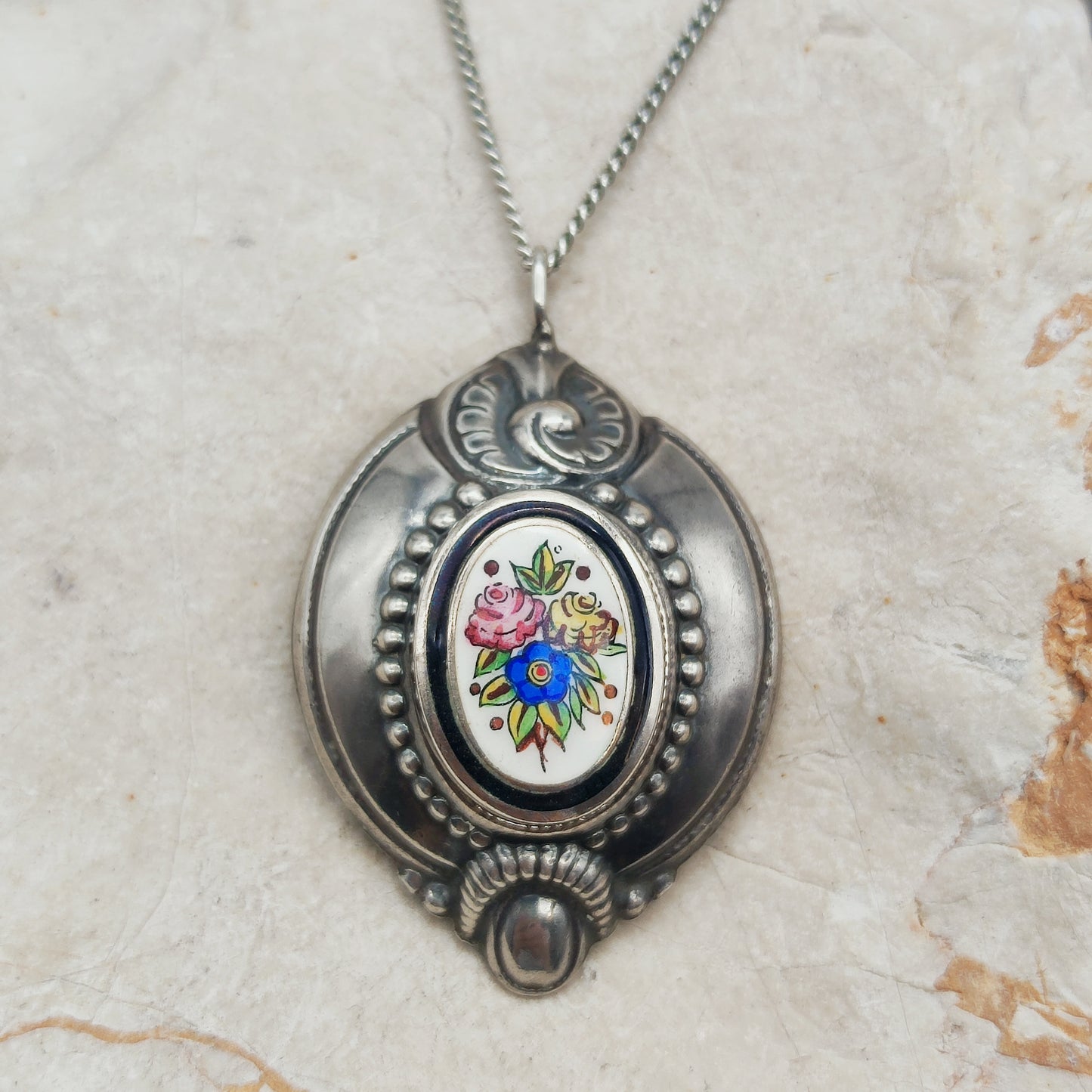 Antique Silver Biedermeier Revival Pendant circa 1910–1930