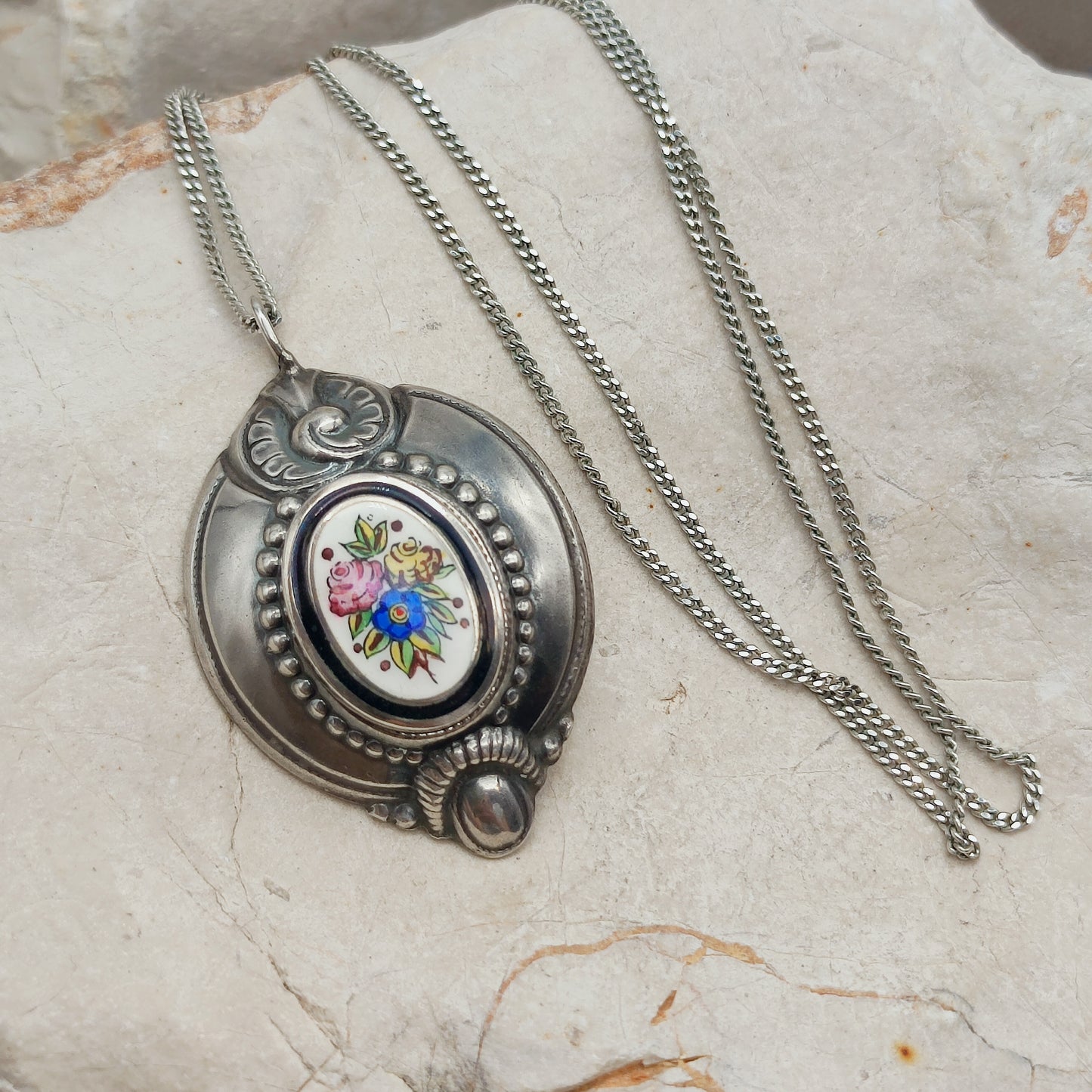 Antique Silver Biedermeier Revival Pendant circa 1910–1930