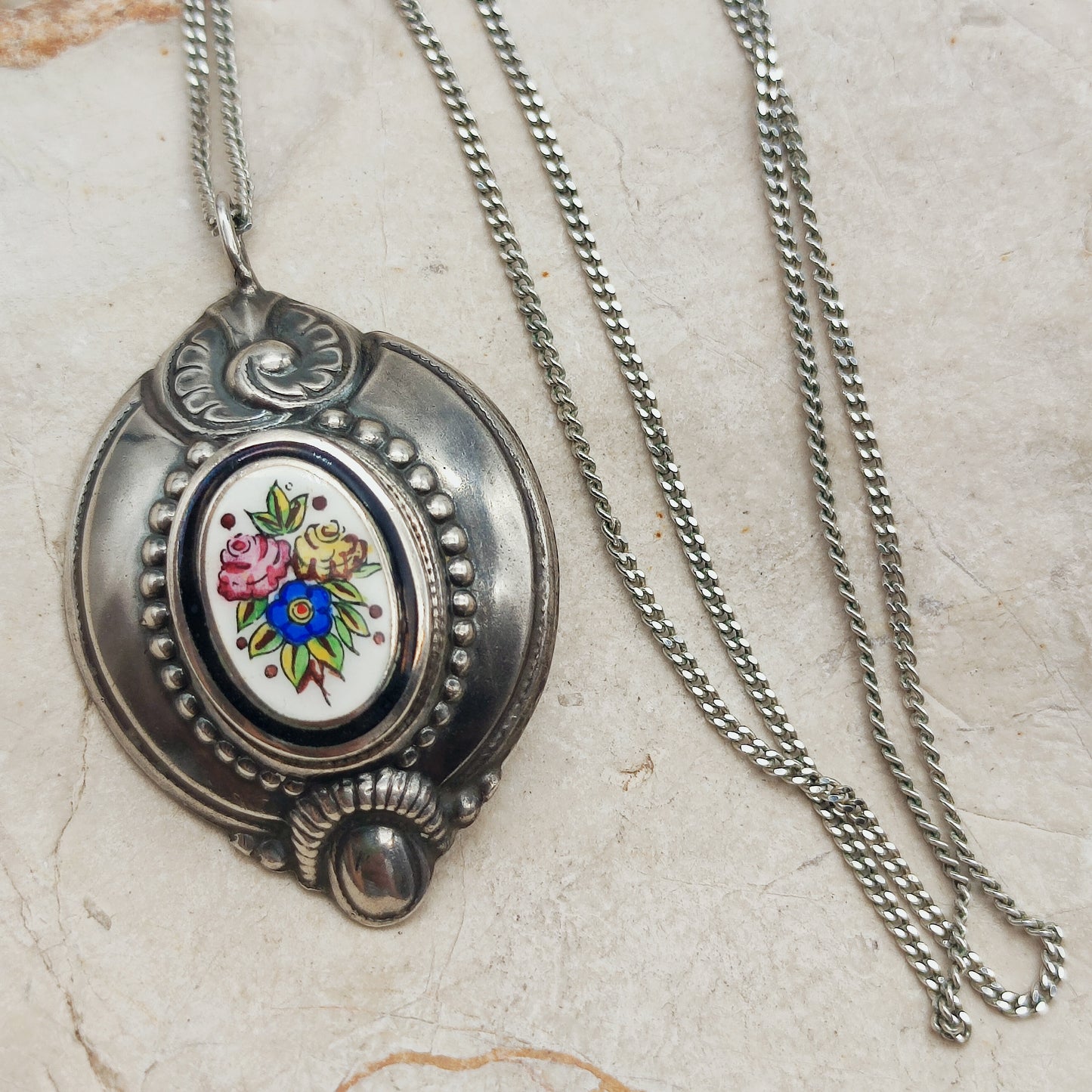 Antique Silver Biedermeier Revival Pendant circa 1910–1930
