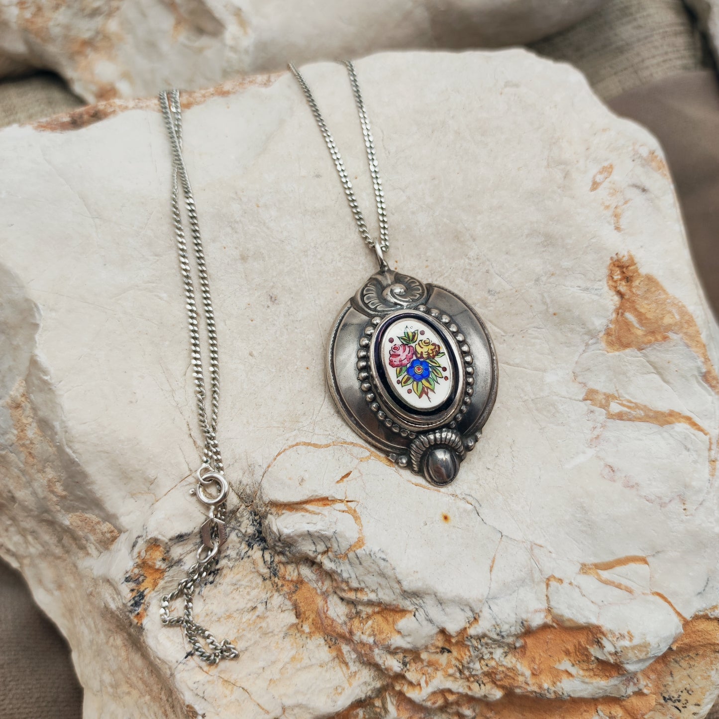 Antique Silver Biedermeier Revival Pendant circa 1910–1930