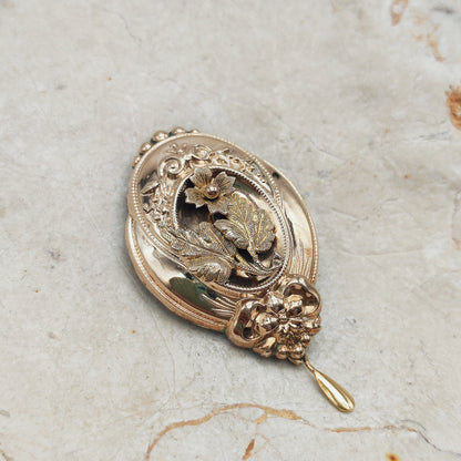 Antique Victorian Silver Brooch with Gold Overlay