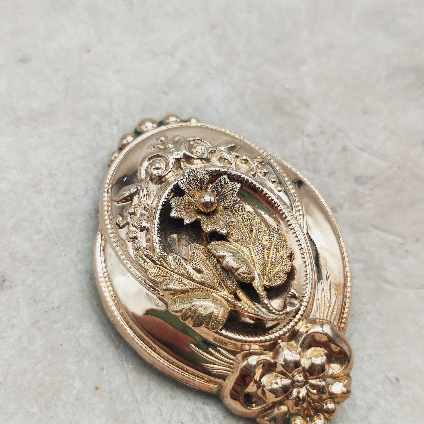 Antique Victorian Silver Brooch with Gold Overlay