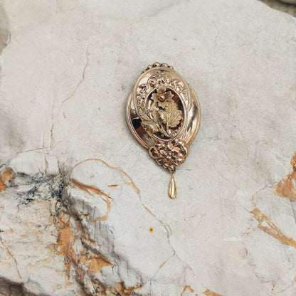Antique Victorian Silver Brooch with Gold Overlay