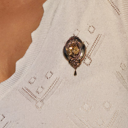 Antique Victorian Silver Brooch with Gold Overlay