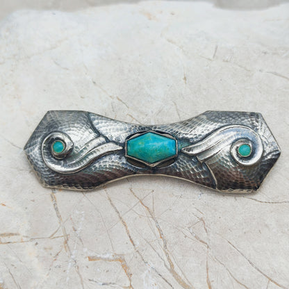 Silver Art Deco Brooch with Amazonite by Fons Reggers, Amsterdam School, 1925–1934