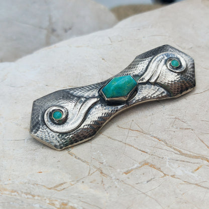 Silver Art Deco Brooch with Amazonite by Fons Reggers, Amsterdam School, 1925–1934