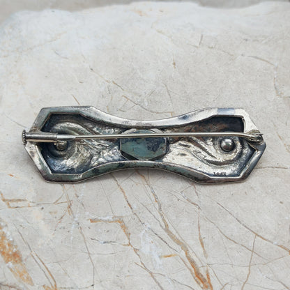 Silver Art Deco Brooch with Amazonite by Fons Reggers, Amsterdam School, 1925–1934