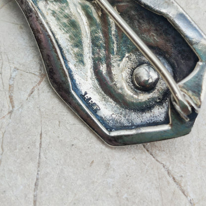 Silver Art Deco Brooch with Amazonite by Fons Reggers, Amsterdam School, 1925–1934