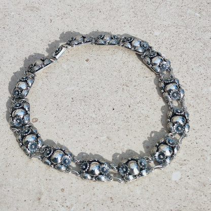 Vintage Silver Flower Necklace by Niels Erik From 1945-1955