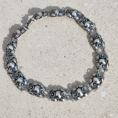 Vintage Silver Flower Necklace by Niels Erik From 1945-1955