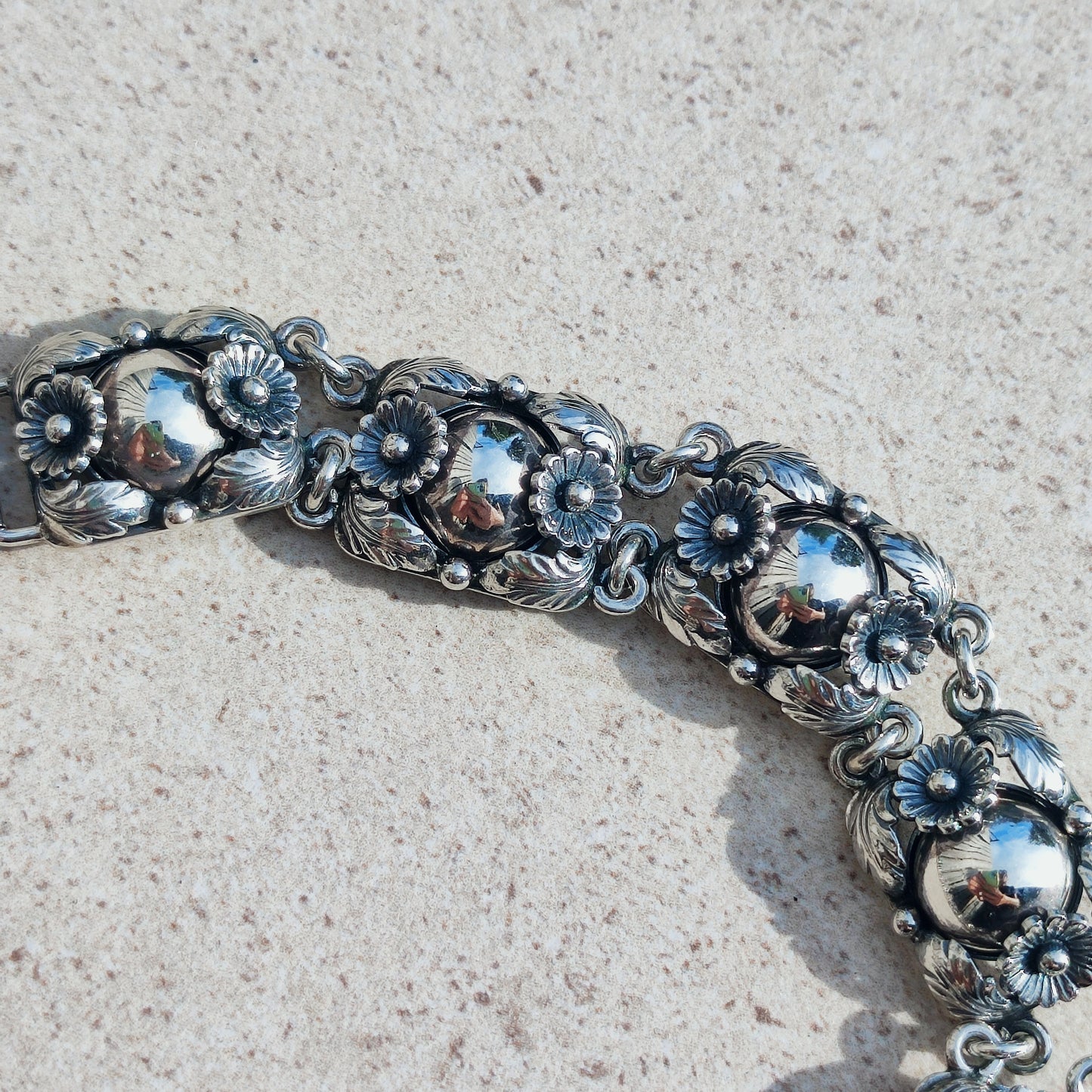 Vintage Silver Flower Necklace by Niels Erik From 1945-1955