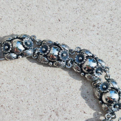 Vintage Silver Flower Necklace by Niels Erik From 1945-1955
