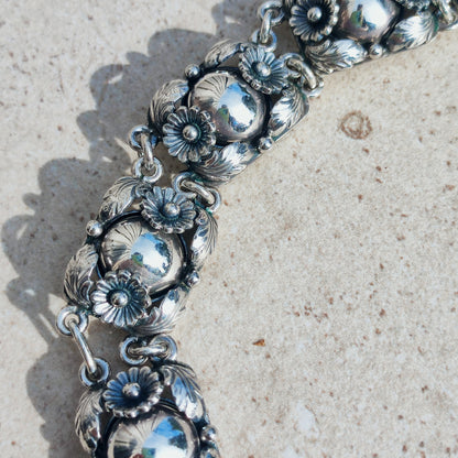 Vintage Silver Flower Necklace by Niels Erik From 1945-1955