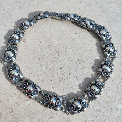 Vintage Silver Flower Necklace by Niels Erik From 1945-1955