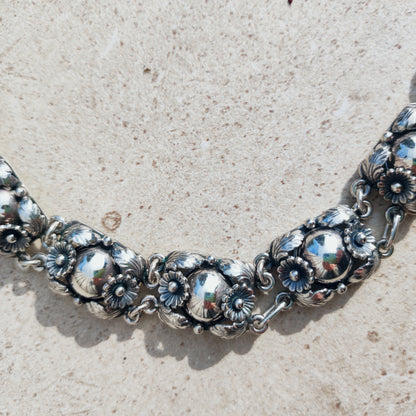 Vintage Silver Flower Necklace by Niels Erik From 1945-1955