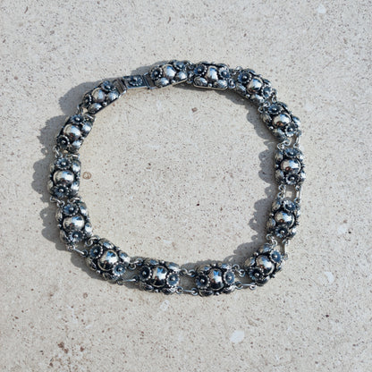 Vintage Silver Flower Necklace by Niels Erik From 1945-1955