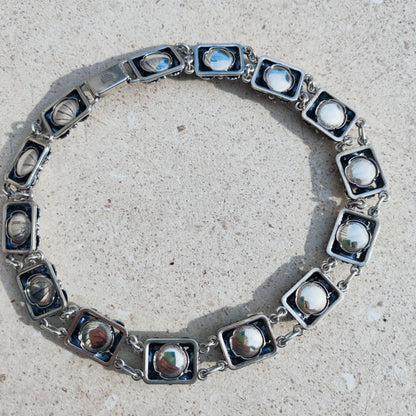 Vintage Silver Flower Necklace by Niels Erik From 1945-1955