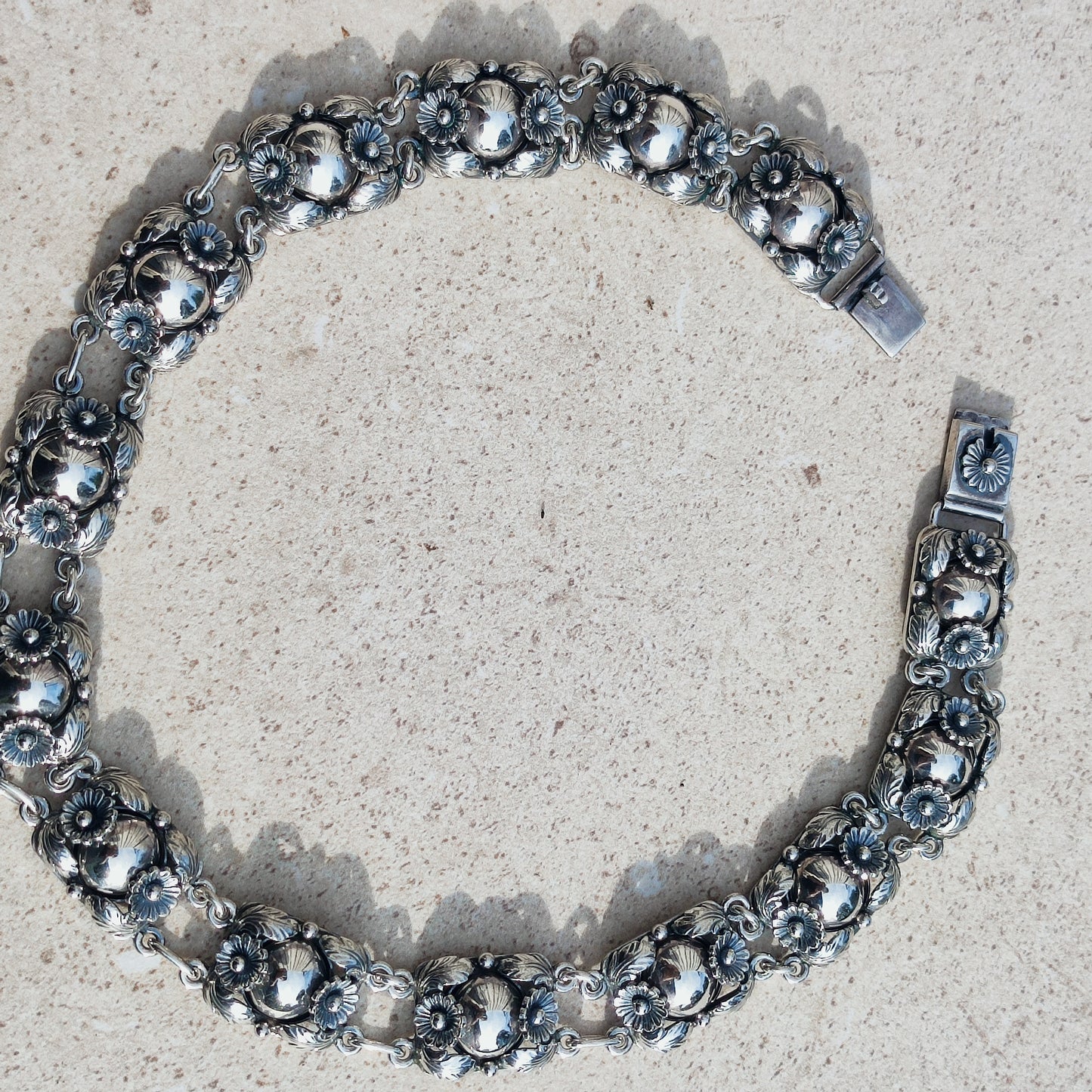 Vintage Silver Flower Necklace by Niels Erik From 1945-1955