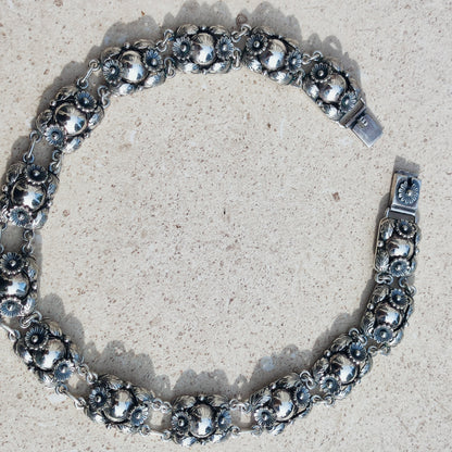 Vintage Silver Flower Necklace by Niels Erik From 1945-1955