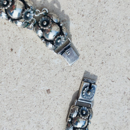 Vintage Silver Flower Necklace by Niels Erik From 1945-1955